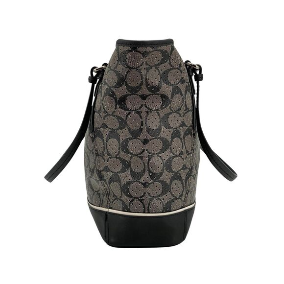 Coach Peyton Perforated Zip Top Tote F29886 Black White Signature Logo - Picture 3 of 16